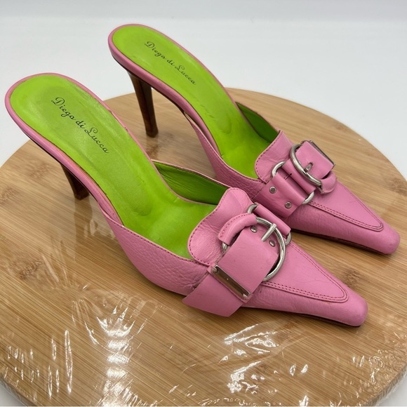 Anthropologie Diego di Lucca Heeled Mule Pink Green Size 6 - Picture 4 of 15